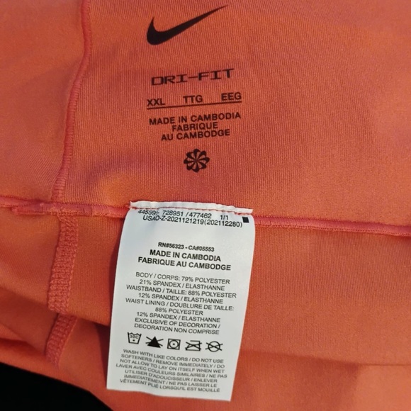 NWOT Nike Dri-FIT High-Waisted Leggings Salmon Pink Moisture Wicking Size XXL - Picture 4 of 6
